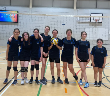 Image shows members of the Year 9 and 10 girls' volleyball team who competed in the Hampshire Schools Volleyball Finals