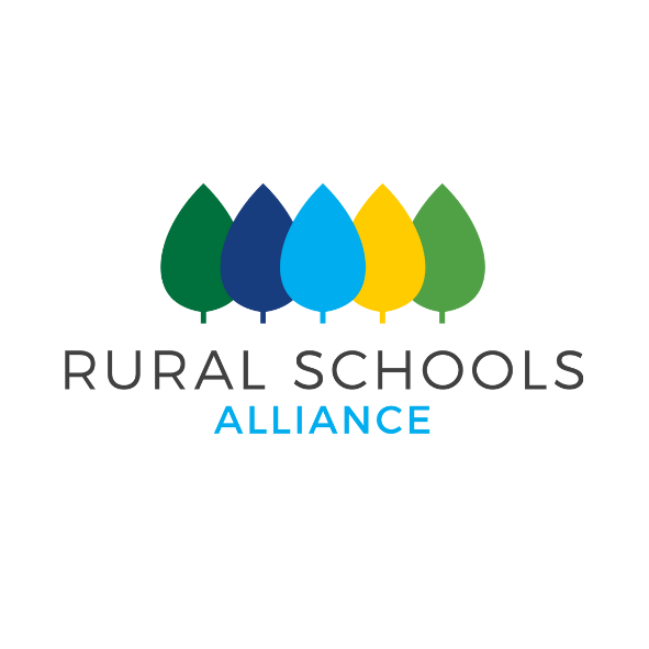 Image is the Rural Schools Allicance logo - a group of colourful trees with the wording underneath