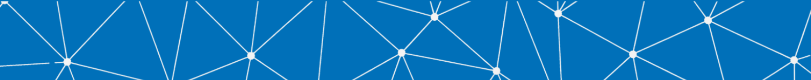 A blue horizontal banner graphic with white constellation-like geometric lines and nodes used as a visual divider header.
