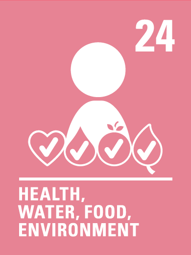 Decorative tile showing UNICEF rights respecting graphic