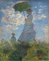 Image shows the impressionist painting "Woman with a parasol" by Monet