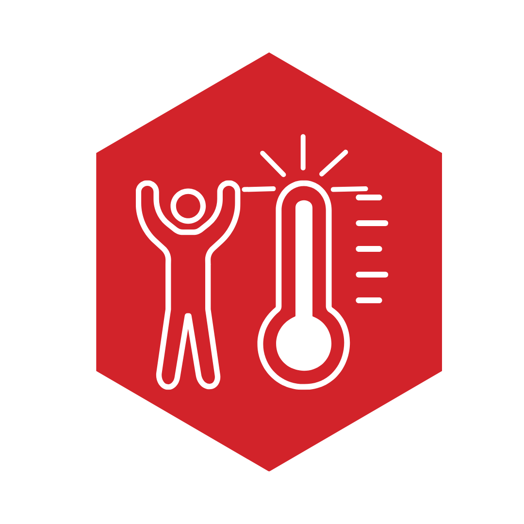 Icon of person celebrating with a full gauge shining next to them
