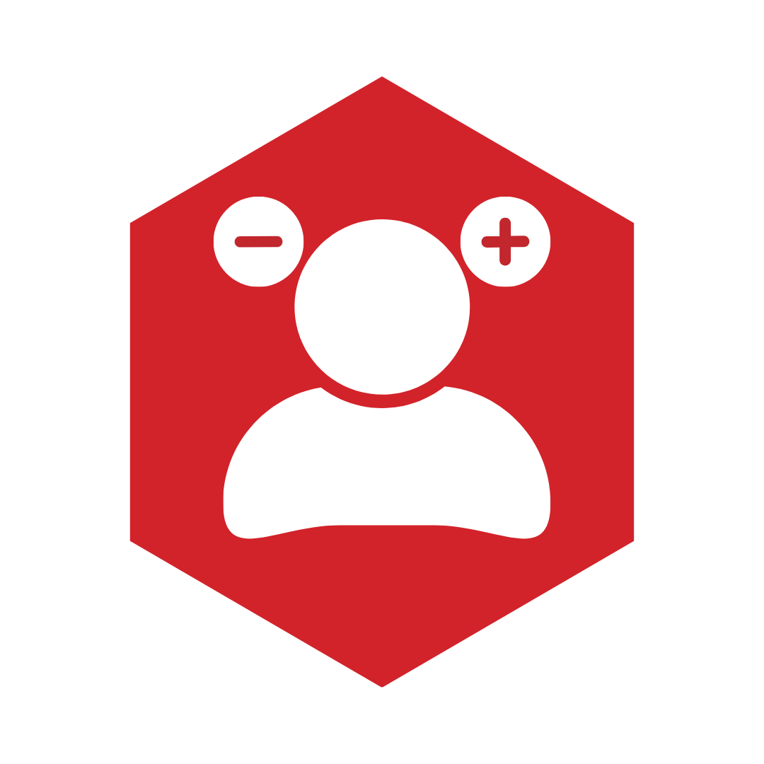 Icon of a head with a plus and minus symbol