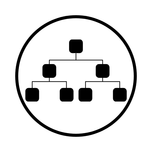 Icon is a structure chart similar to an organisation chart with squares instead of people representing structural choice