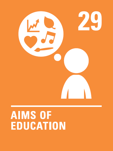 Decorative tile showing UNICEF rights respecting graphic