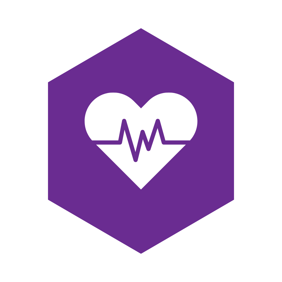 Icon of a heart shape with a heart trace 