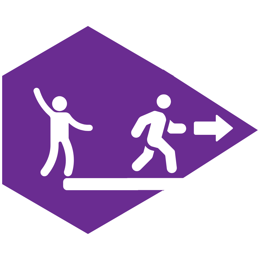 Icon shows someone waving and someone walking away