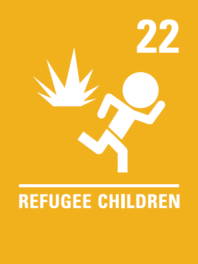 Decorative tile showing UNICEF rights respecting graphic