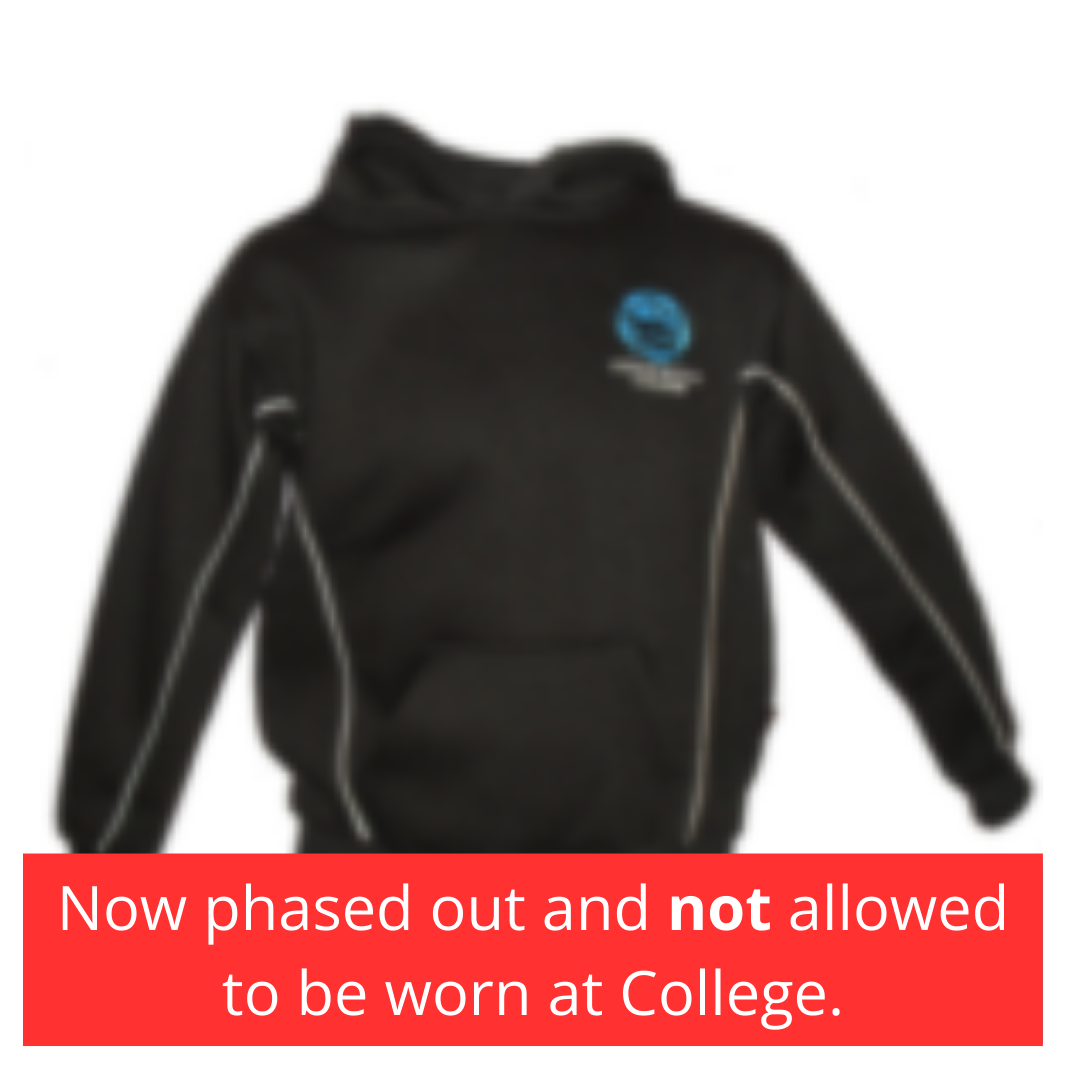 Image shows the old Swanmore hoodie which is no longer part of uniform and is not allowed to be worn at College