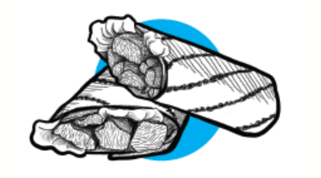 Image shows a sketch-style graphic of wraps