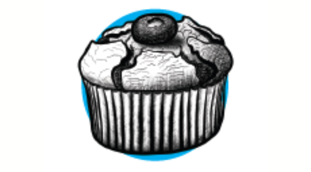 Image shows a sketch-style graphic of a cupcake