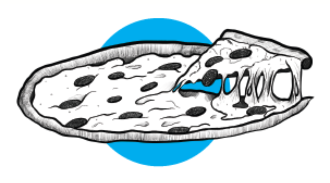 Image shows a sketch-style graphic of a pizza