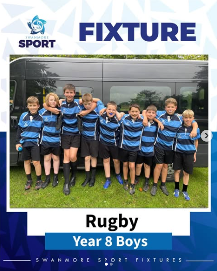 Image shows members of the year 8 boys rugby team who played Embley Park School