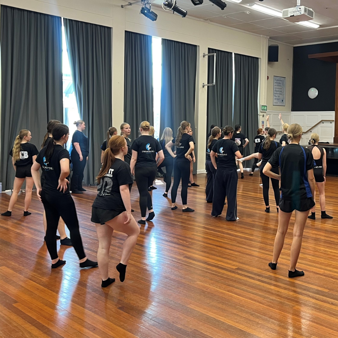 Image shows pupils learning a new segement of the routine