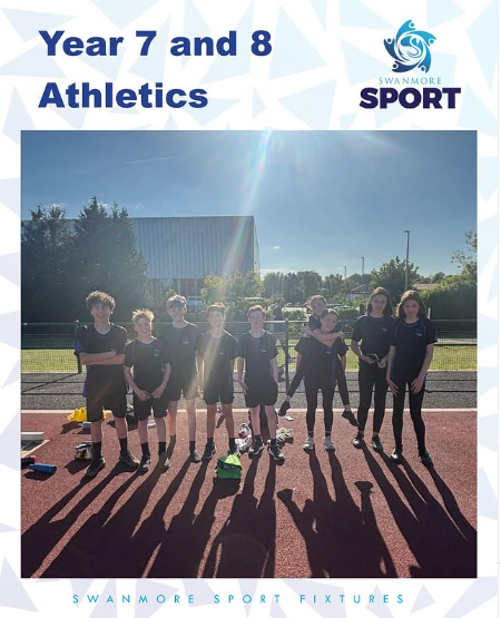 Image shows some of our year 7 and 8 athletes who travelled to Winchester to take part in a district school track meet.
