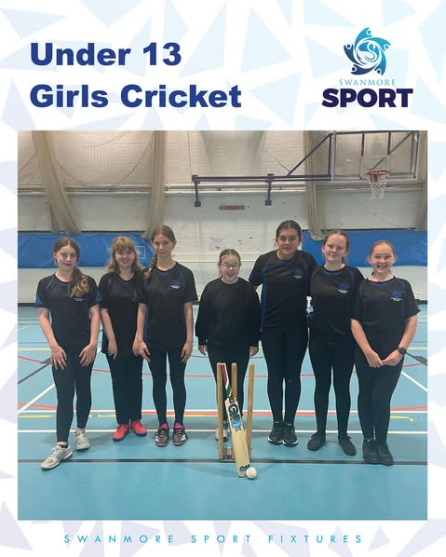 Image shows members of the under 13 girls cricket team who defeated Mountbatten.