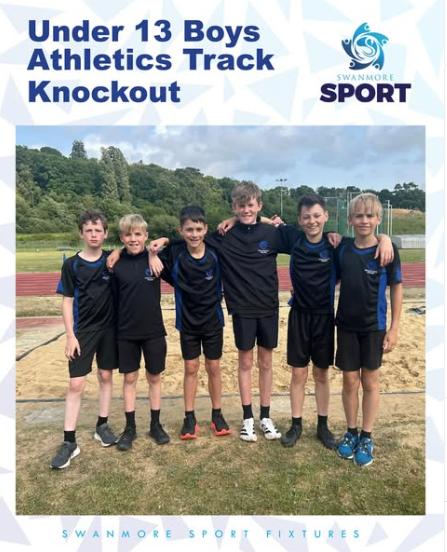 Image shows members of the under 13 boys' athletics track knockout team