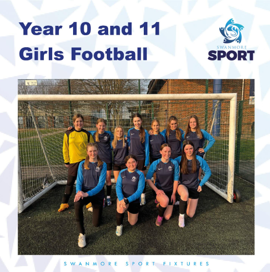 Image shows some of the members of the Years 10 and 11 girls football team who played against Mountbatten School