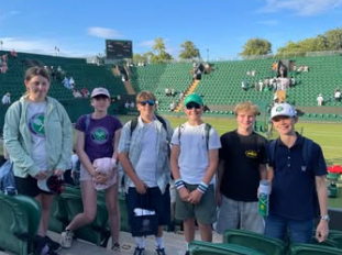 Image shows pupils at Wimbledon in Number 2 Court