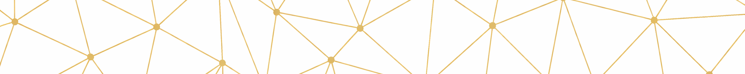 Abstract background of thin gold lines and dots forming a connected geometric network on a white background.