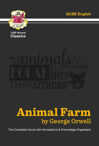 Image shows the front cover of the Animal Farm CGP school classics book. 