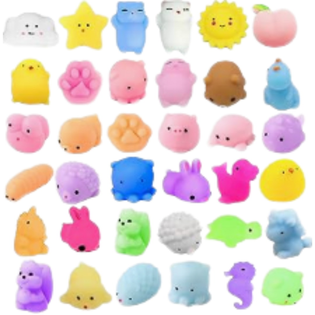 Image shows a variety of Mochi fiddle toys