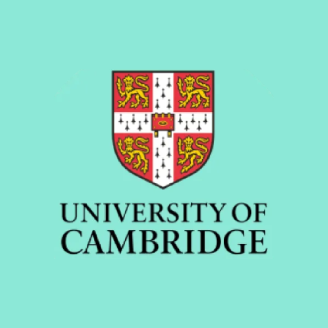 University of Cambridge logo on bright blue background.