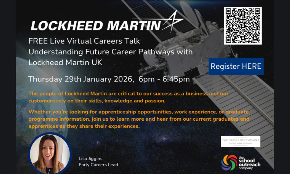 This image shows a recruitment flyer for Lockheed Martin. All information is available in the text above.
