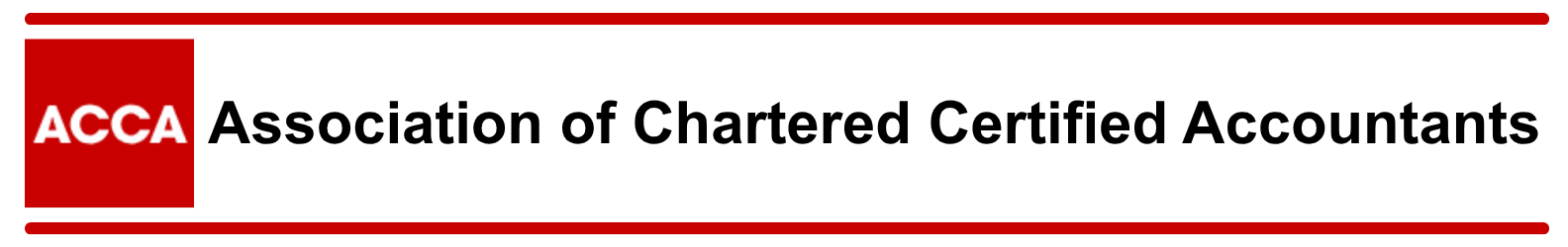 A banner graphic featuring the red logo and full name for the ACCA (Association of Chartered Certified Accountants).