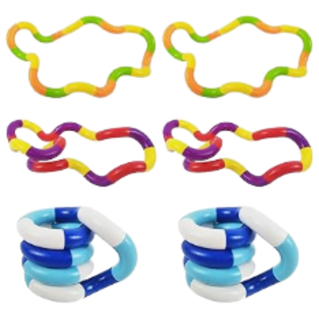 Image shows a variety of tangle fiddle toys