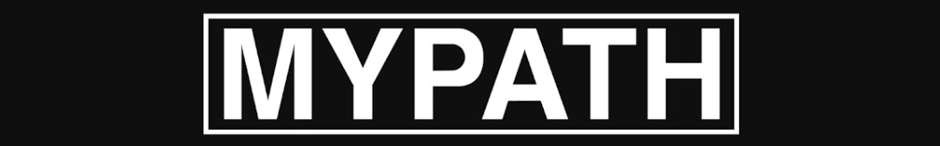 A logo banner displaying the text "MYPATH" in white block lettering inside a rectangular border on a black background.