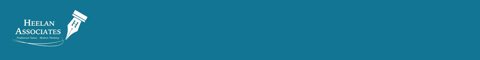 Heelan Associates logo on a teal background with the tagline "Traditional Values. Modern Thinking."