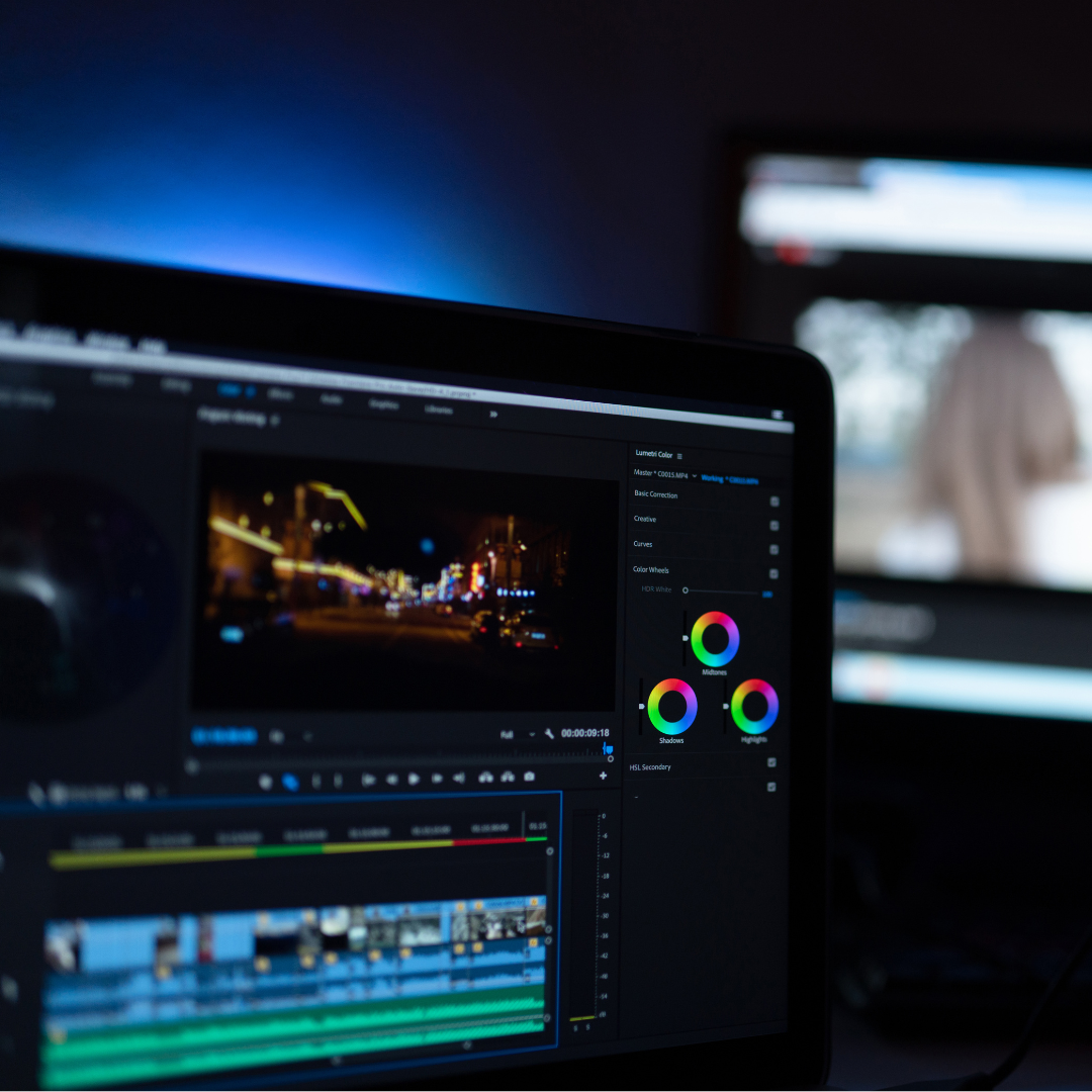 Image shows video editing software being used on a computer screen
