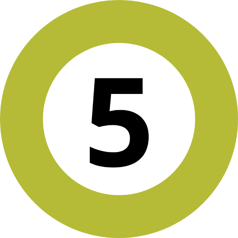 Yellow circular icon with the number four in the centre