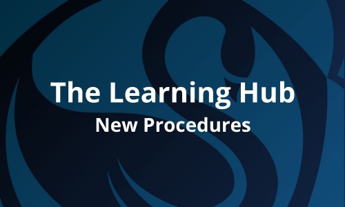 Image show background of Swanmore emblem and text reads 'The Learning Hub - New Procedures'.
